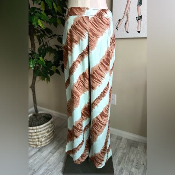 NWT Anthropologie Moon River Coastal Linen Wide Leg Camille Pants Size Medium - Picture 8 of 11
